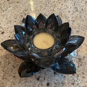 Smoky gray glass tea light holder